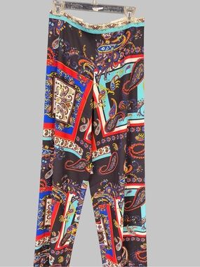 Alice + Olivia Black Multi Paisley-Print Wide-Leg Trousers